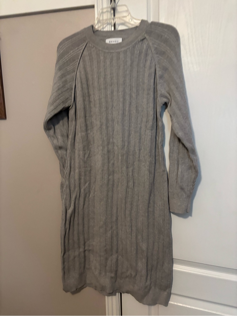 Gray Ribbed Midi Sweater Dress